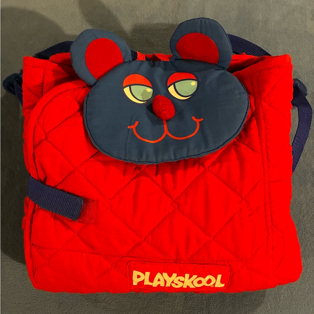 Playskool Red Quilted Bear Nap-time Fold-Up Bag